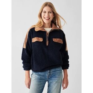 Faherty Mix Cord Fleece Pullover Navy Large